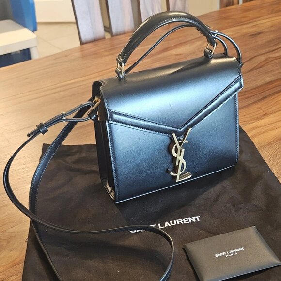 Saint Laurent Cassandra Top Handle Bag Leather Mini - Black - Picture 1 of 9